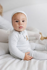 ELYS & CO. 2PC GINGHAM TEDDY COLLECTION FOOTIE + BONNET SET