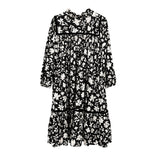 ALITSA RUFFLE NECK BIB FLORAL VELVET DRESS