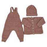 CARMINA 3PC CARDIGAN WITH OVERALL AND BEANIE SET