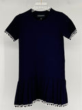 EMPORIO ARMANI SHORT SLEEVE LOW LOGO HEM PLEATED DRESS