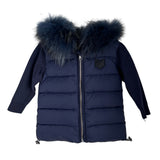 SCOTCH BONNET NAVY FUR HOODED BABY JACKET