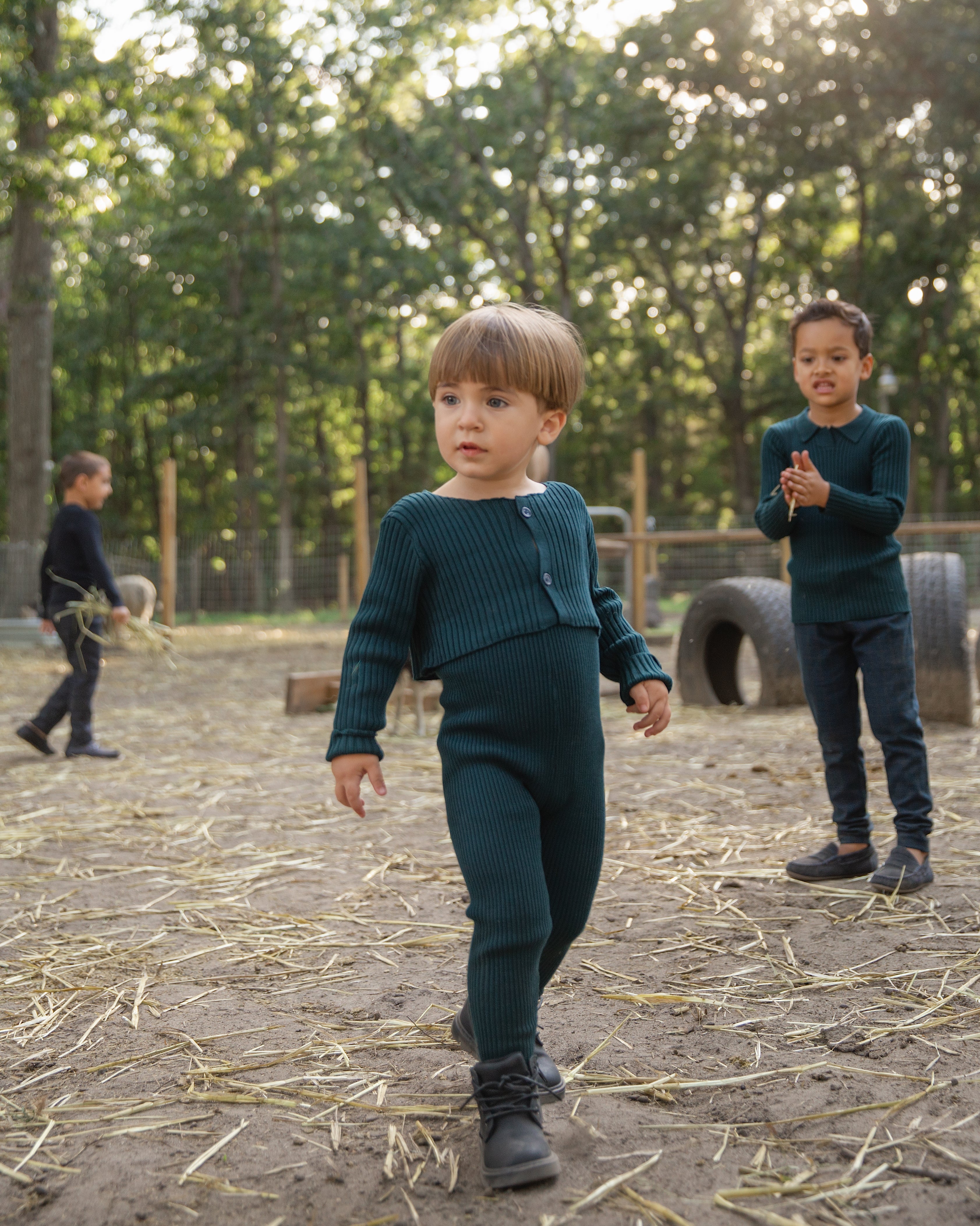 PANTHER 2PC CARDIGAN WITH KNIT OVERALLS