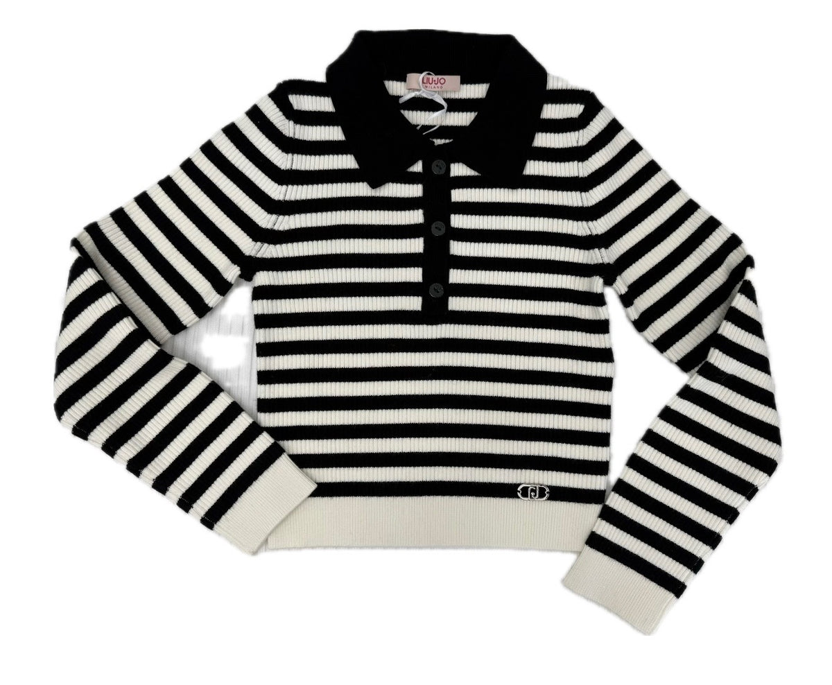 LIU-JO STRIPE COLLARED SWEATER