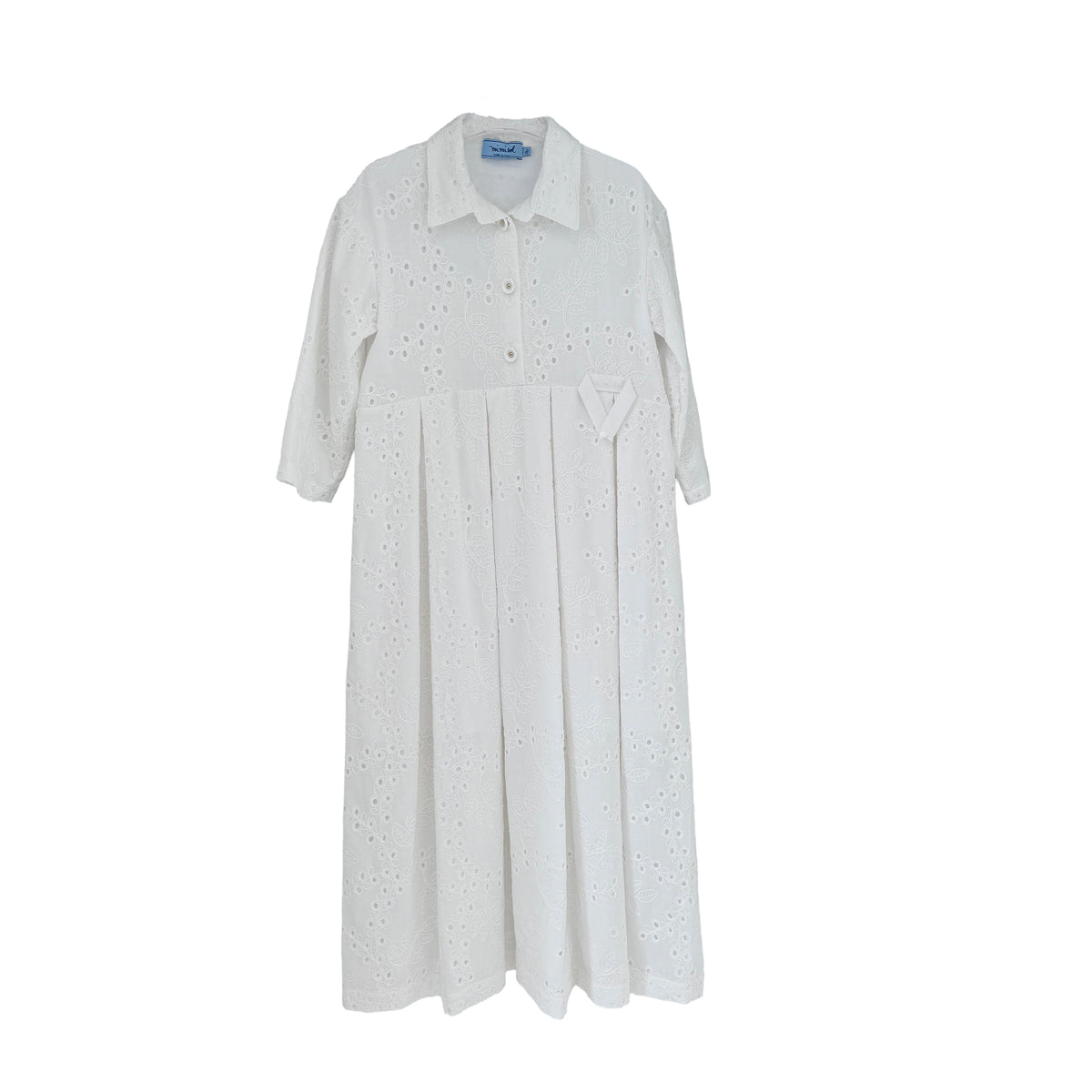 MIMISOL EMROIDERED DETAIL EYELET COLLARED DRESS