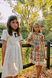 GENTILE CATONE COSTANZA SQUARE COLLAR SANGALLO LACE DRESS