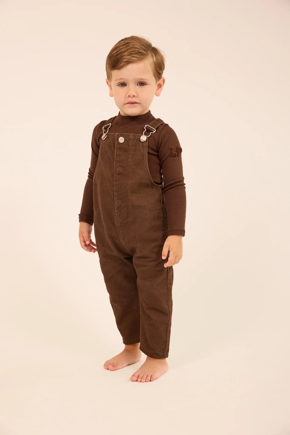 LITTLE PARNI 2PC MOCKNECK 0NESIE WITH DENIM OVERALLS