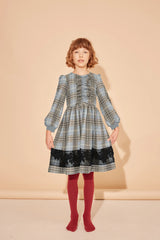 THE MIDDLE DAUGHTER RUFFLE FRONT WITH LACE TRIM CHECK DRESS