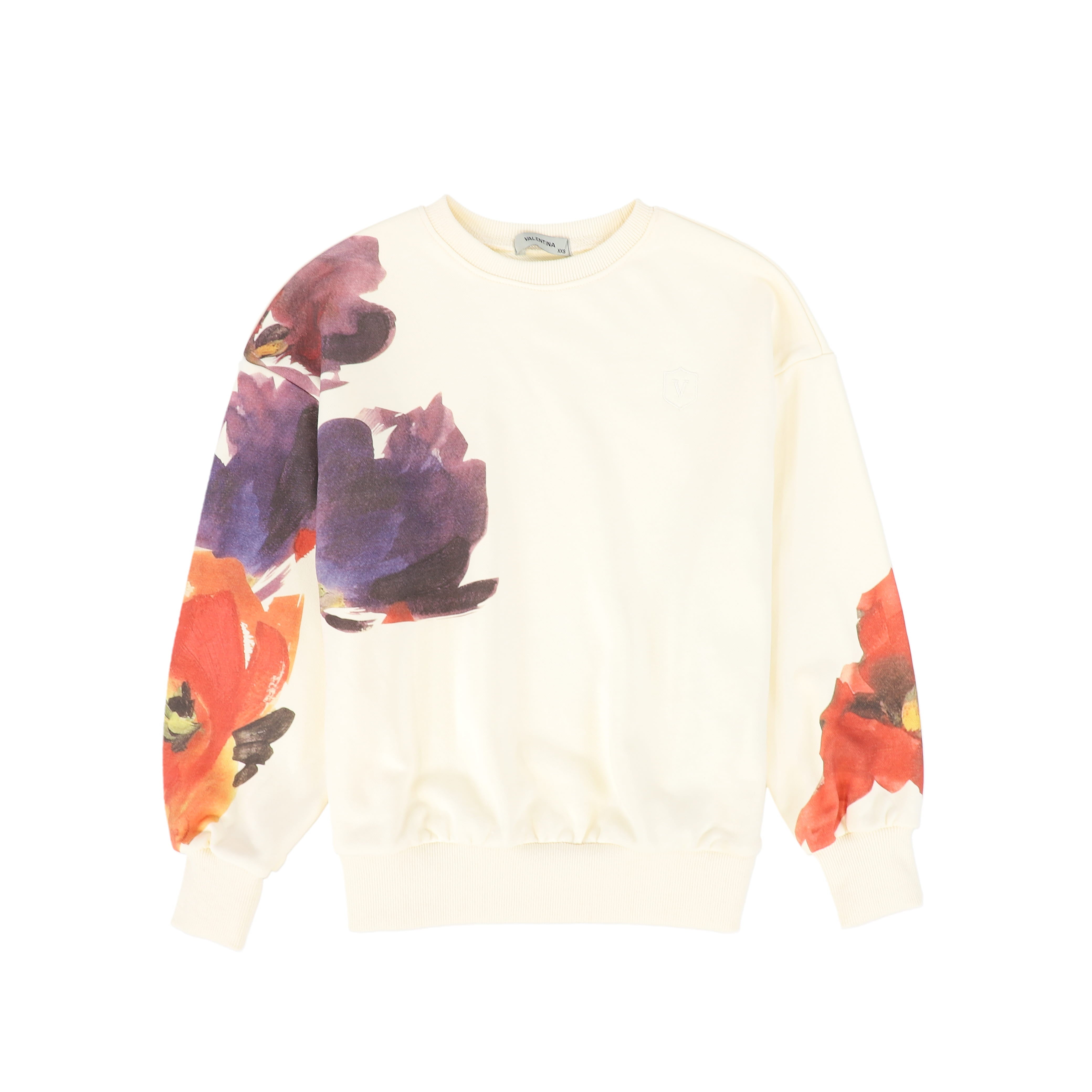 VALENTINA 2PC PAINTED FLOWER SWEATSHIRT WITH PLEATED MAXI CIRCLE SKIRT