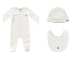 KIPP BABY 3PC TERRY FOOTIE,HAT AND BIB