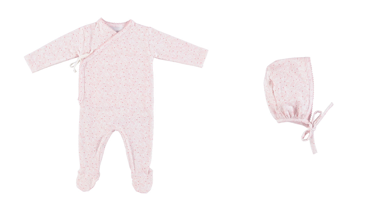 BEBE ORGANIC 2PC IDRA LEAVES WRAP FOOTIE WITH BONNET SET