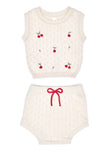TUN TUN 2PC CHLOE CHERRY PRINT KNIT TOP WITH BLOOMER SET