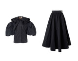 ELIE SAAB 2PC PLEATED COLLAR TAFFETA SHIRT WITH TAFFETA SKIRT