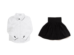 LUSSO 2PC BRANDED BUTTON SHIRT WITH SMOCKED BUBBLE SKIRT