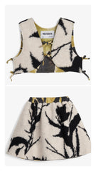 WOLF & RITA 2PC FUR PRINT VEST AND SKIRT SET