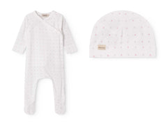 MARMAR 2PC RUBELLO FOOTIE WITH TINY TULIP PRINT AND AIKO HAT