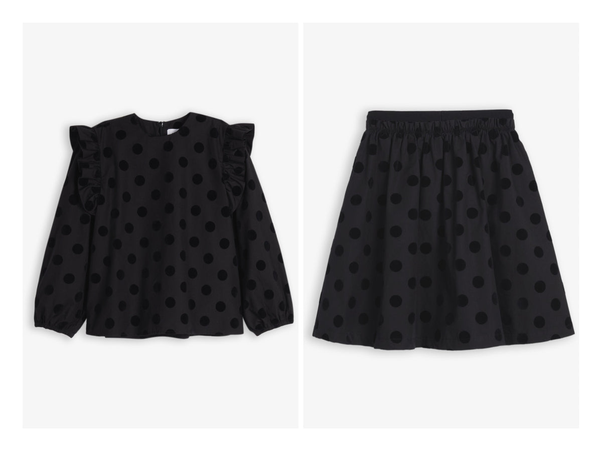 WOLF & RITA 2PC POLKA DOT BLOUSE AND SKIRT SET