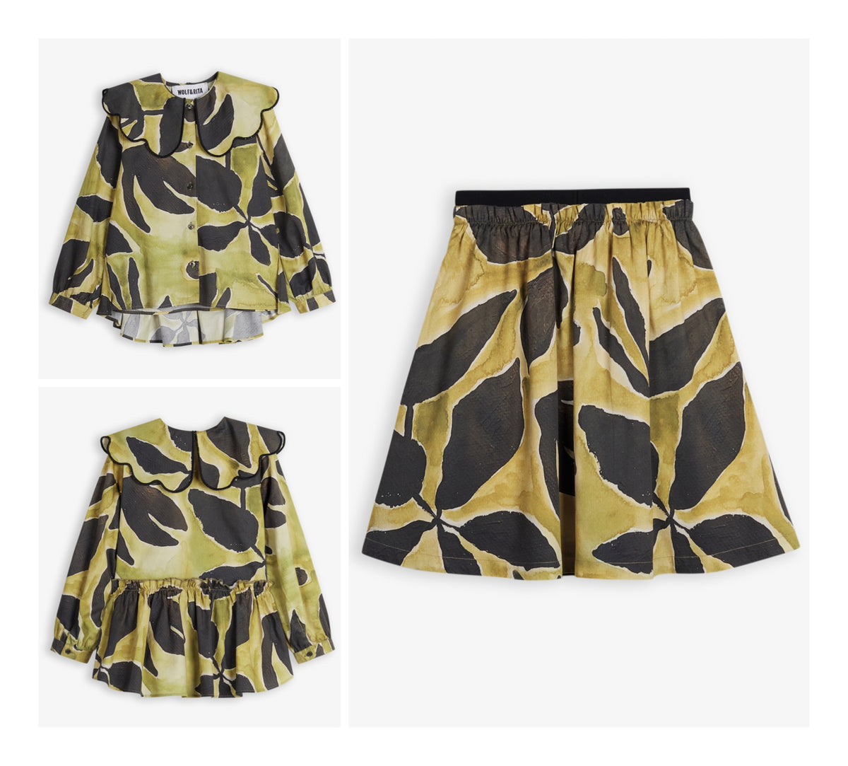 WOLF & RITA 2PC PEPLUM BLOUSE AND SKIRT SET