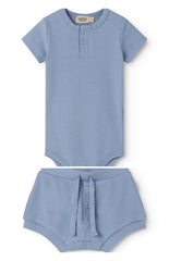 MARMAR 2PC SHORT SLEEVE RIBBED BODY WITH POMA BLOOMERS