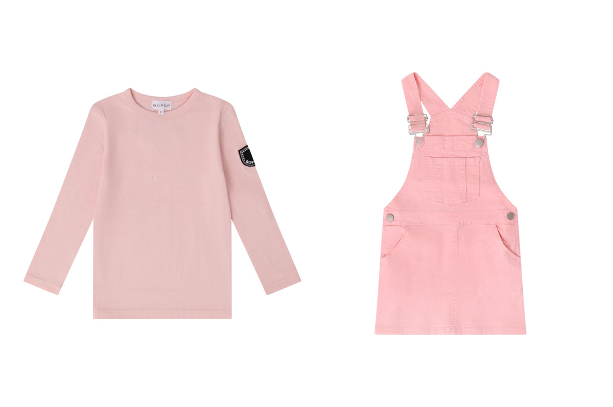 BOPOP 2PC EMBLEM JUMPER WITH LS TEE