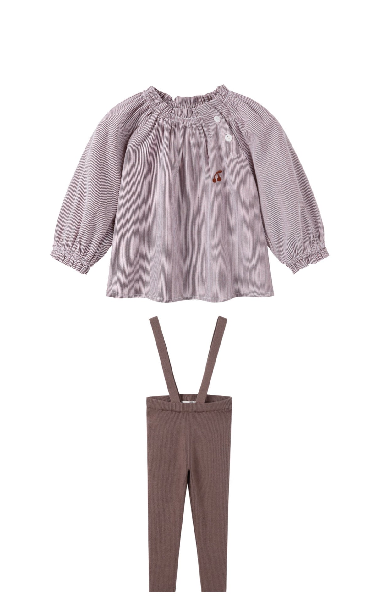 NOU NELLE 2PC STRIPED SHIRT WITH SUSPENDER PANTS