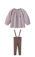 NOU NELLE 2PC STRIPED SHIRT WITH SUSPENDER PANTS