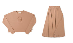 BIRNHAM ON THE SEA 2PC TEEN CROPPED LOGO TEE WITH A-LINE SKIRT