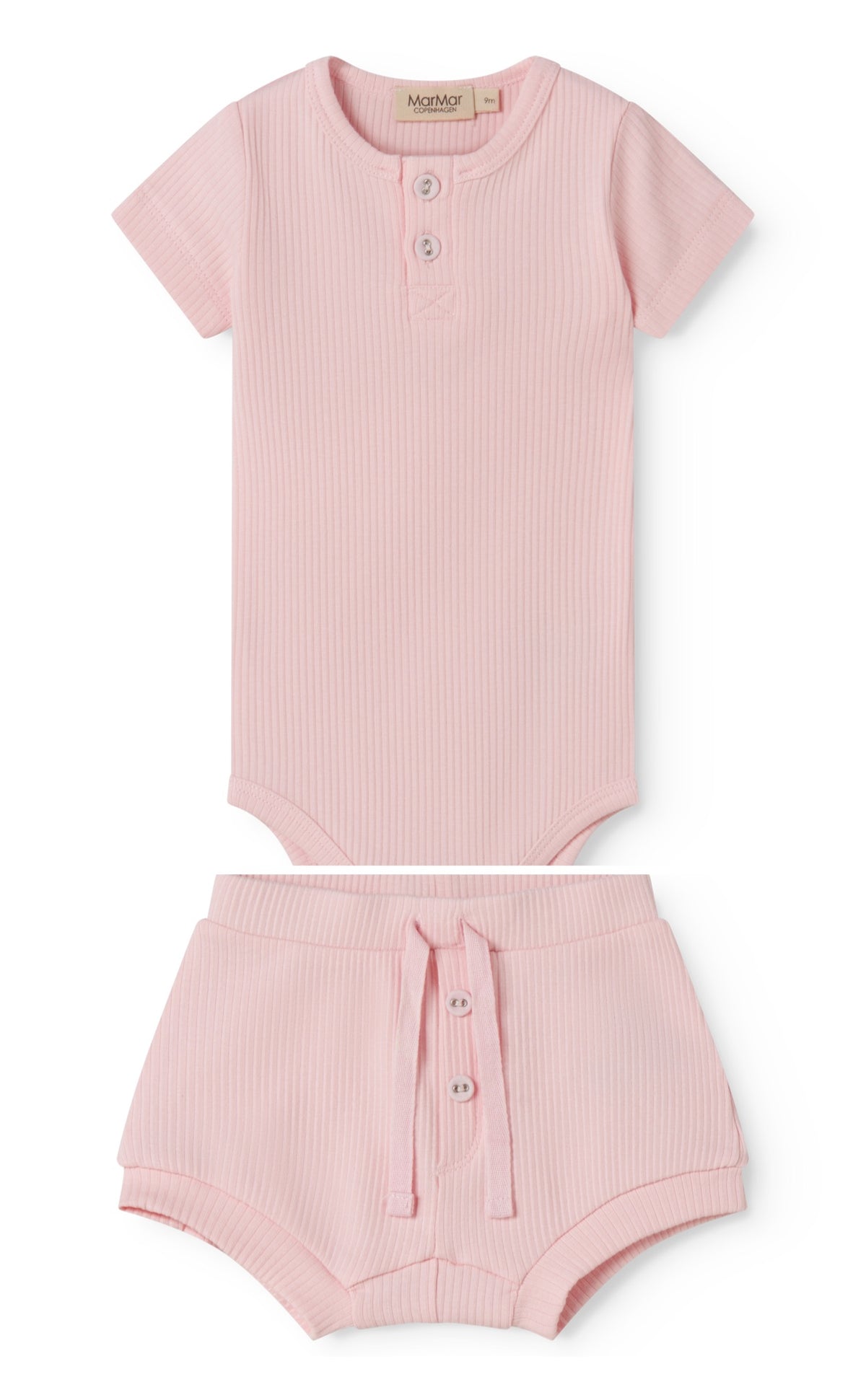 MARMAR 2PC SHORT SLEEVE RIBBED BODY WITH POMA BLOOMER