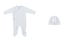 BEBE ORGANIC 2PC IVER LEAVES PRINT FOOTIE & BONNET SET