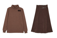 ELLE RAE 2PC TURTLENECK WITH  CORDUROY MIDI SKIRT