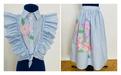 OLIVIA ROHDE 2PC FLOWER DETAIL RUFFLE TOP WITH SKIRT