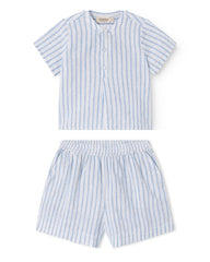 MARMAR 2PC SHORT SLEEVE TOTORO STRIPE SHIRT WITH PINON SHORT