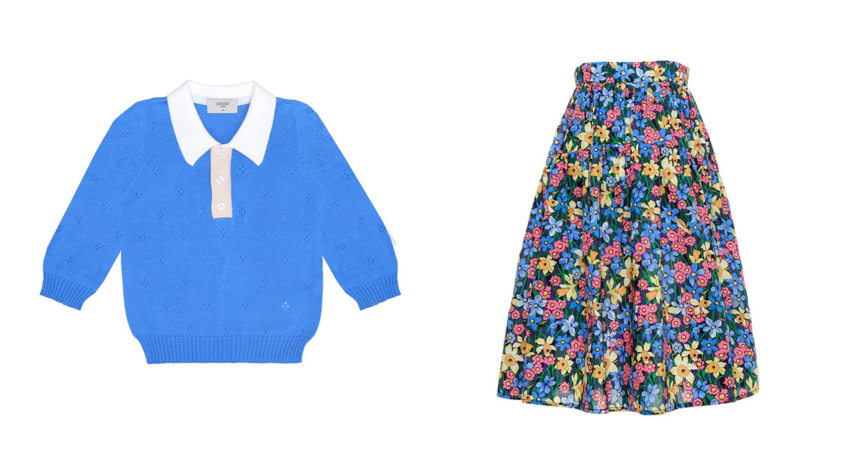 PAADE MODE 2 PC KAI POLO KNIT SHIRT WITH MADISON MAXI FFLORAL SKIRT