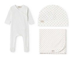MARMAR 3PC RUBELLO DROPLET FOOTIE WITH AIKO HAT AND ALIDA BLANKET
