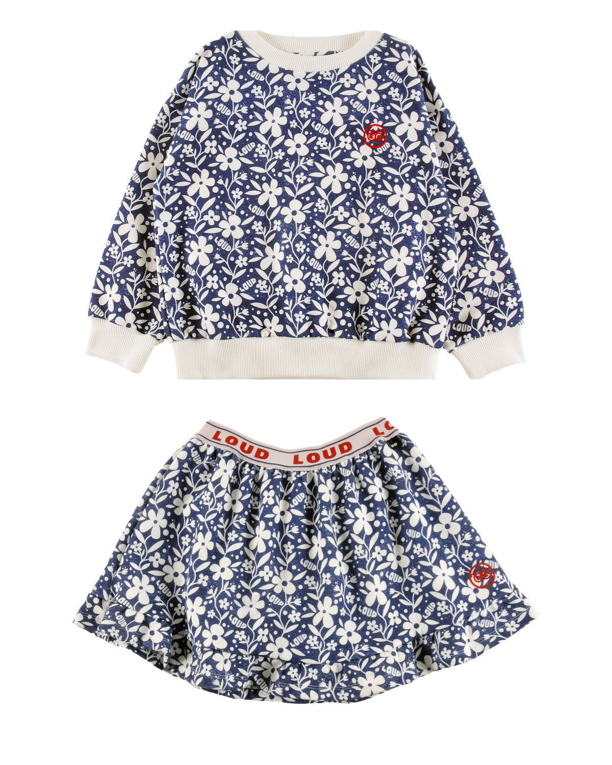 LOUD APPAREL 2PC "CHALET" FLOWER SWEATER WITH "LODGE" FLOWER SKIRT
