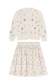 ONE CHILD 2PC BLOOM FLORAL KNIT CARDIGAN WITH FLAIR SKIRT