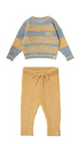 TOCOTO VINTAGE 2PC ROUND NECK STRIPED SWEATER AND PANT SET