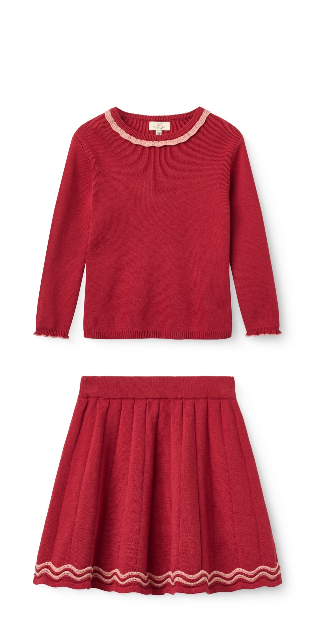 COPENHAGEN COLORS 2PC RUFFLE TRIM KNIT TOP WITH KNIT TENNIS SKIRT