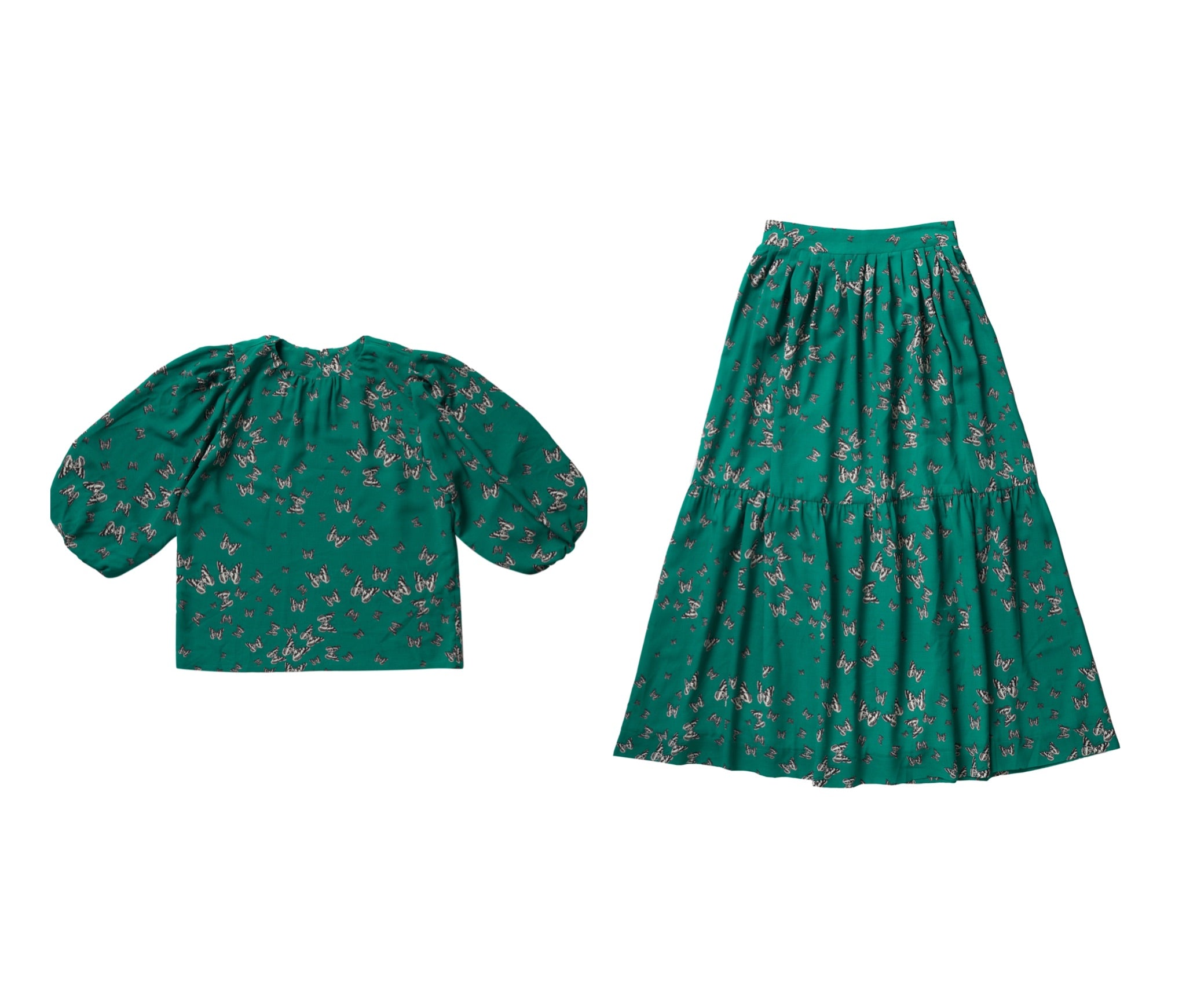 ZAIKAMOYA 2PC BUTTERFLY COCO BLOUSE & ISABELLE SKIRT