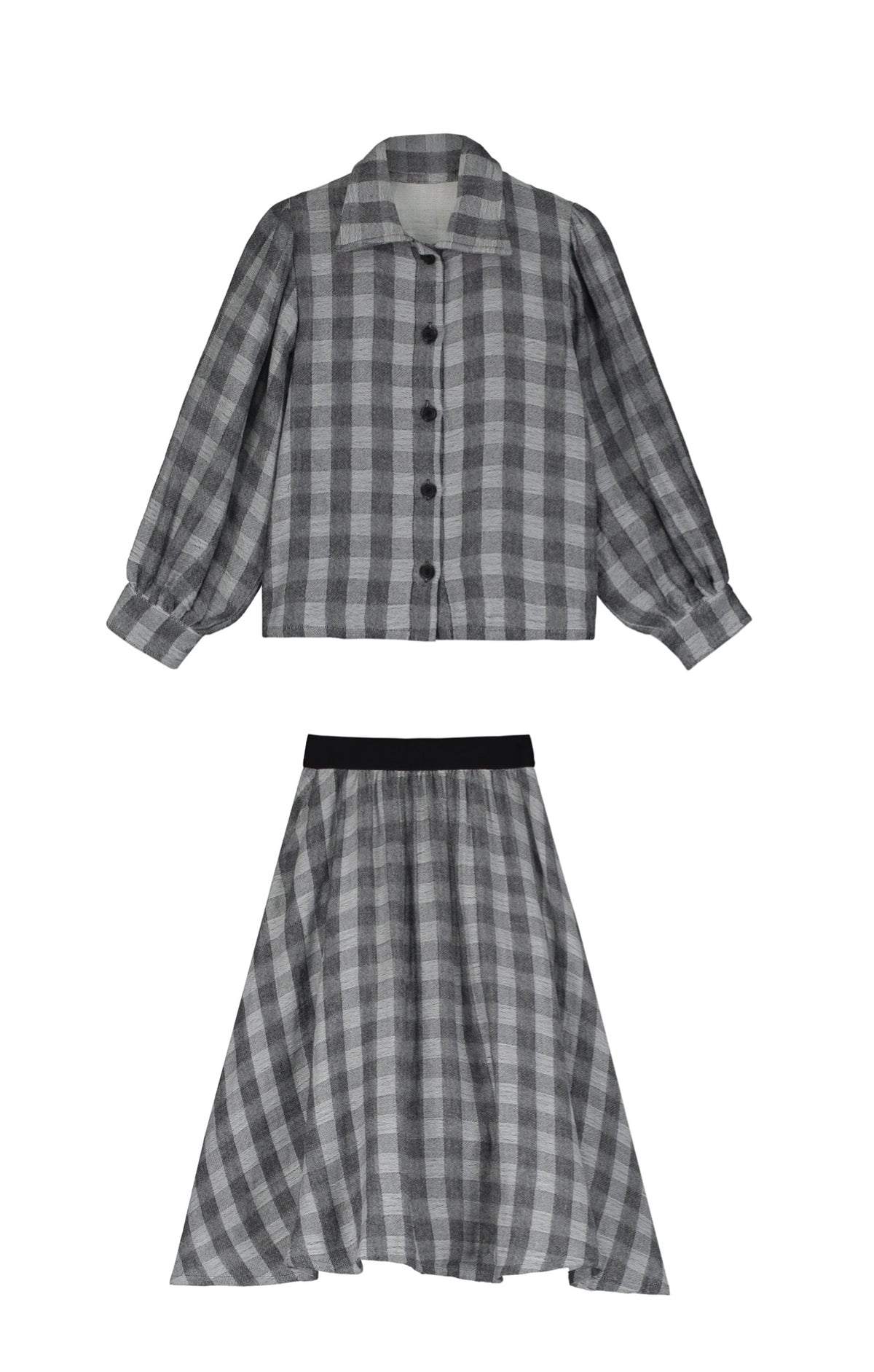 LITTLE CREATIVE FACTORY 2PC CHECK BOW BLOUSE WITH CHECK SKIRT