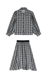 LITTLE CREATIVE FACTORY 2PC CHECK BOW BLOUSE WITH CHECK SKIRT