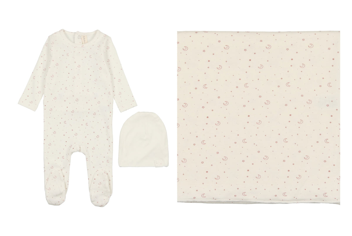 LILETTE 3PC STARRY NIGHT FOOTIE + BEANIE + BLANKET SET