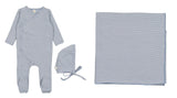 LILETTE 3PC  PINSTRIPE FOOTIE SET  + BLANKET