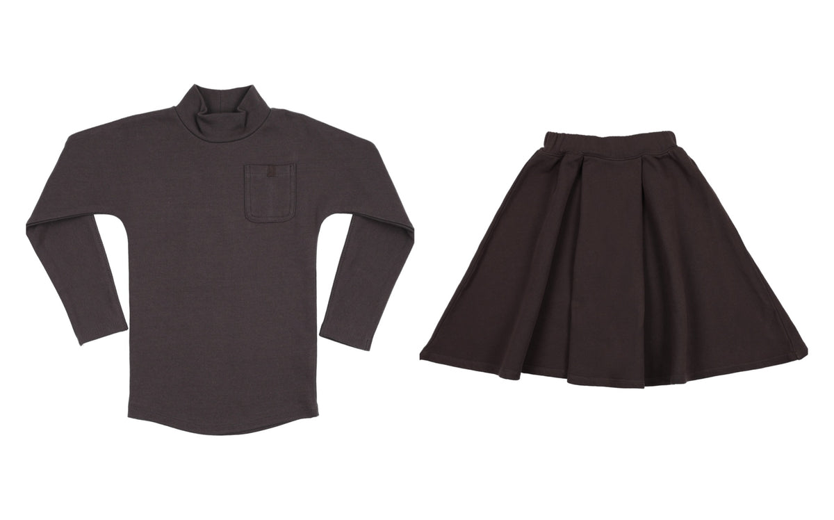 FARREN & ME 2PC DOLMAN TURTLENECK WITH GATHERED SKIRT