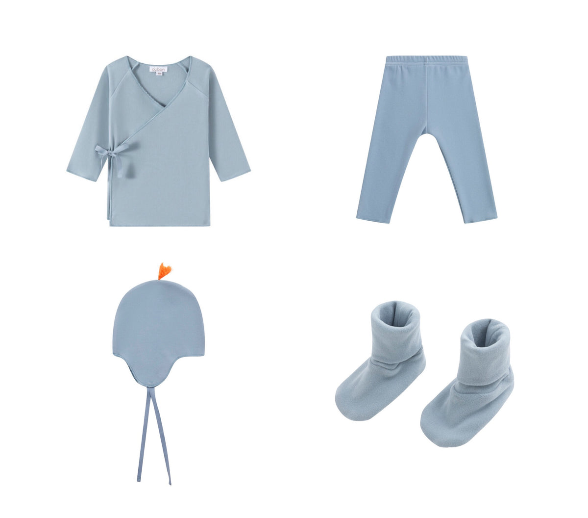 OUBON 4PC FLEECE WRAP TOP, BOTTOM, BONNET WITH BOOTIES SET