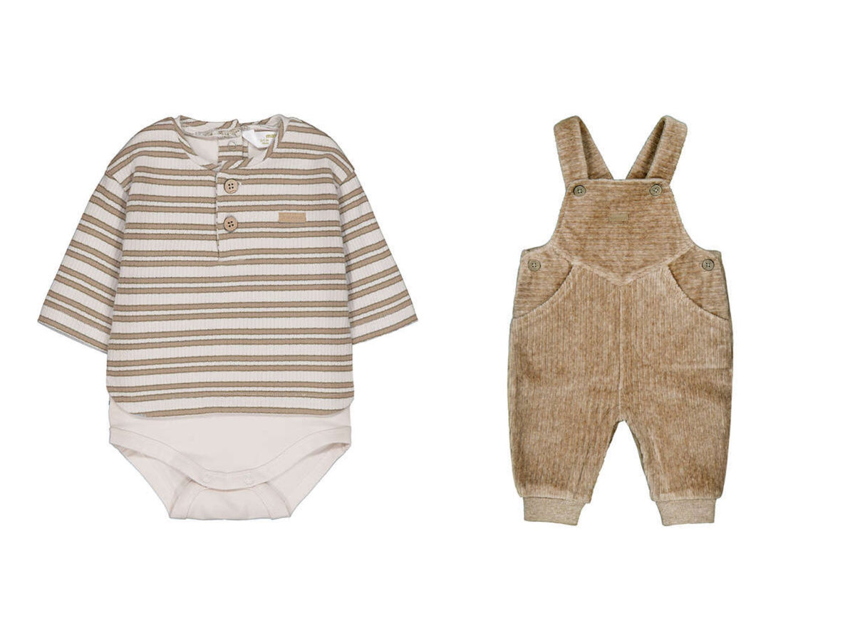 MAYORAL BABY 2PC STRIPE BODYSUIT SHIRT WITH CORDUROY ROMPER