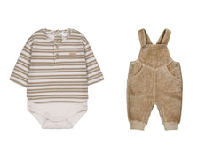 MAYORAL BABY 2PC STRIPE BODYSUIT SHIRT WITH CORDUROY ROMPER