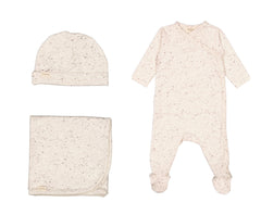 MARMAR 3PC SPECKLED RUBETTA FOOTIE, RUBETTA HAT & BLANKET