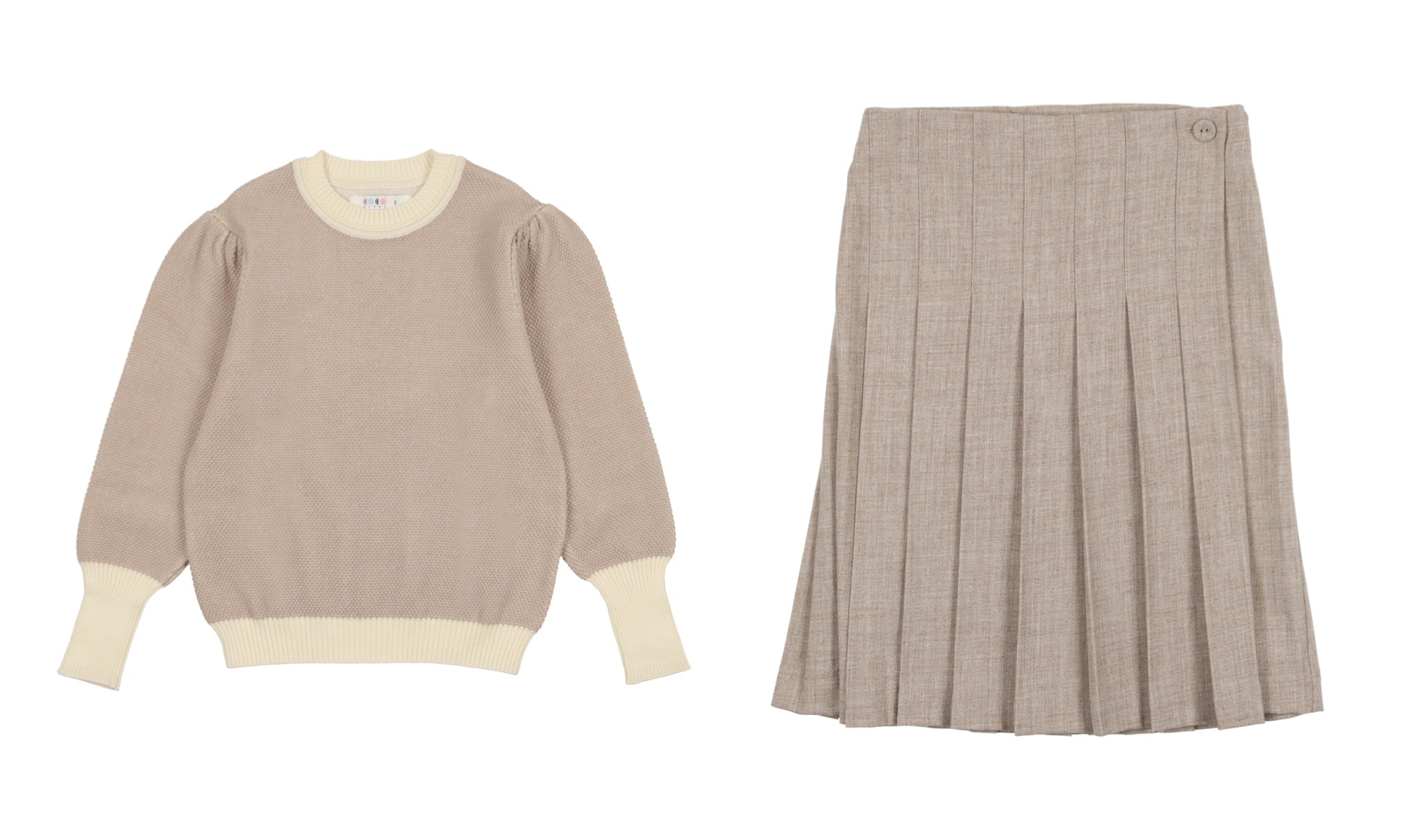COCO BLANC 2PC PUFF SLEEVE SWEATER WITH PLEATED SKIRT