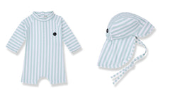 1+ IN THE FAMILY 2PC MIGJORN STRIPE SWIMSUIT WITH SWIM CAP