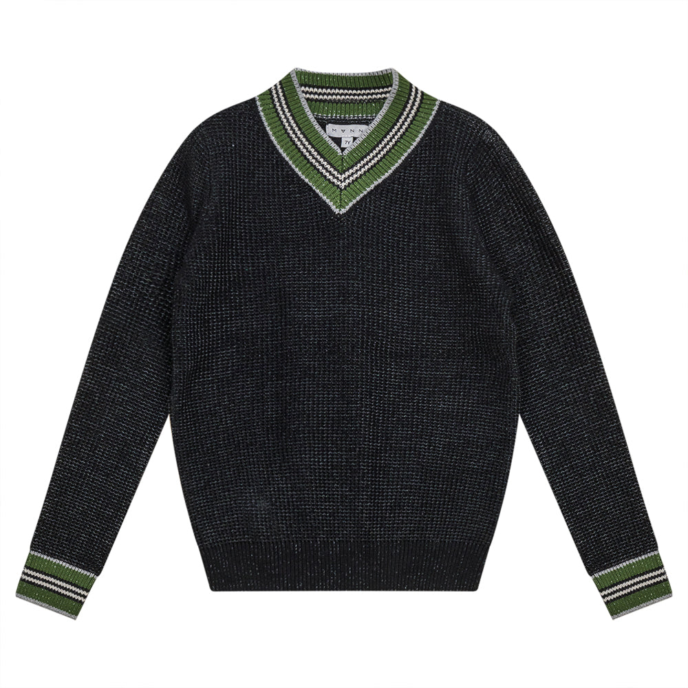 MANN STRIPED EDGE CABLE SWEATER